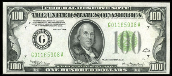 100 долларов США образца 1934 года
